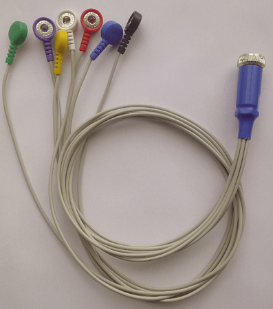 кабель пациента на 3 отведения (силиконовый провод, семипроводной, биоустойчивый, двойной экран, серый, разъем 7 контактов) 