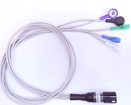 кабель пациента на 2 отведения (силиконовый провод, пятипроводной, биоустойчивый, двойной экран, серый, разъем 12 контактов)  